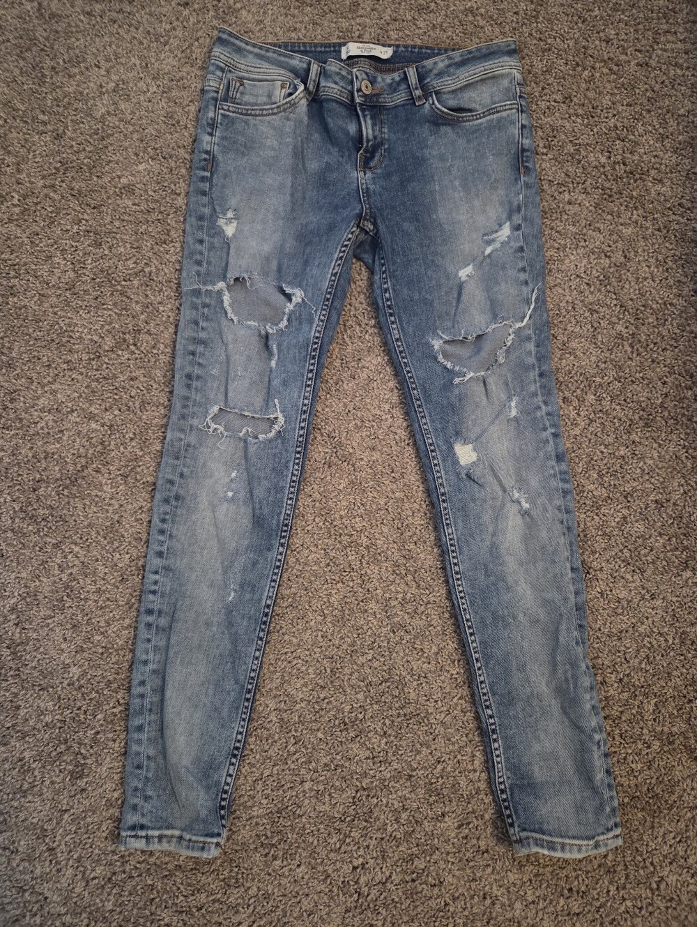 Abercrombie & Fitch Distressed Light Blue Skinny Jeans